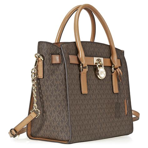 michael kors signature hamilton satchel brown|Michael Kors Hamilton large bag.